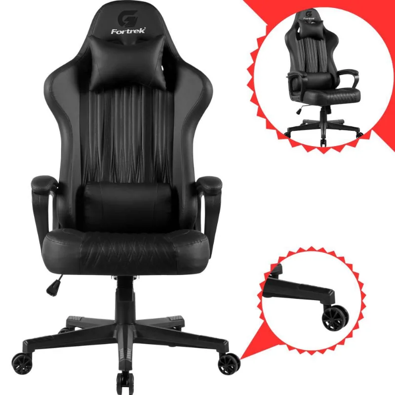 Cadeira Gamer Rosa Com Preto Escritório Para Horas de Jogos Profissional Com Maior conforto Ajuste Lateral e Altura + Almofadas Ergonômicas