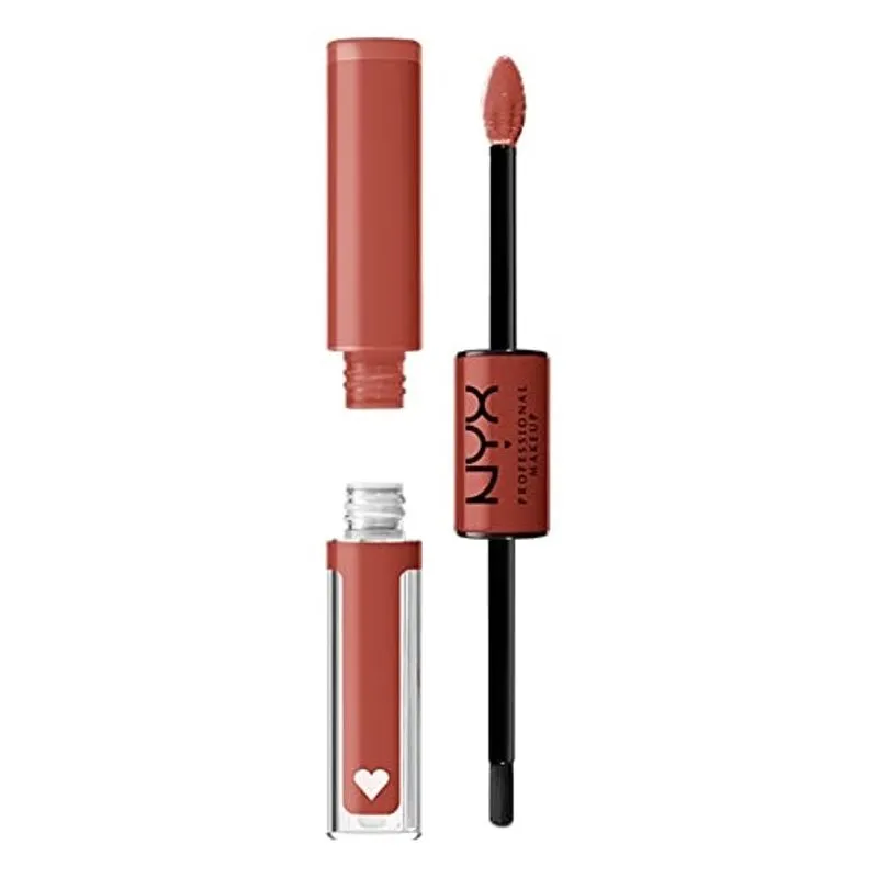 Nyx professional makeup Shine Loud, Long-Lasting Liquid Lipstick with Clear Lip Gloss - Life Goals (Peach Nude)