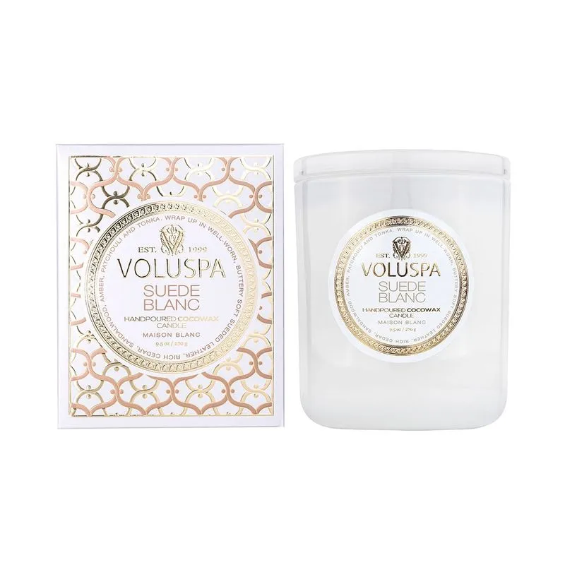 Vela Copo Suede Blanc 60 Horas Voluspa