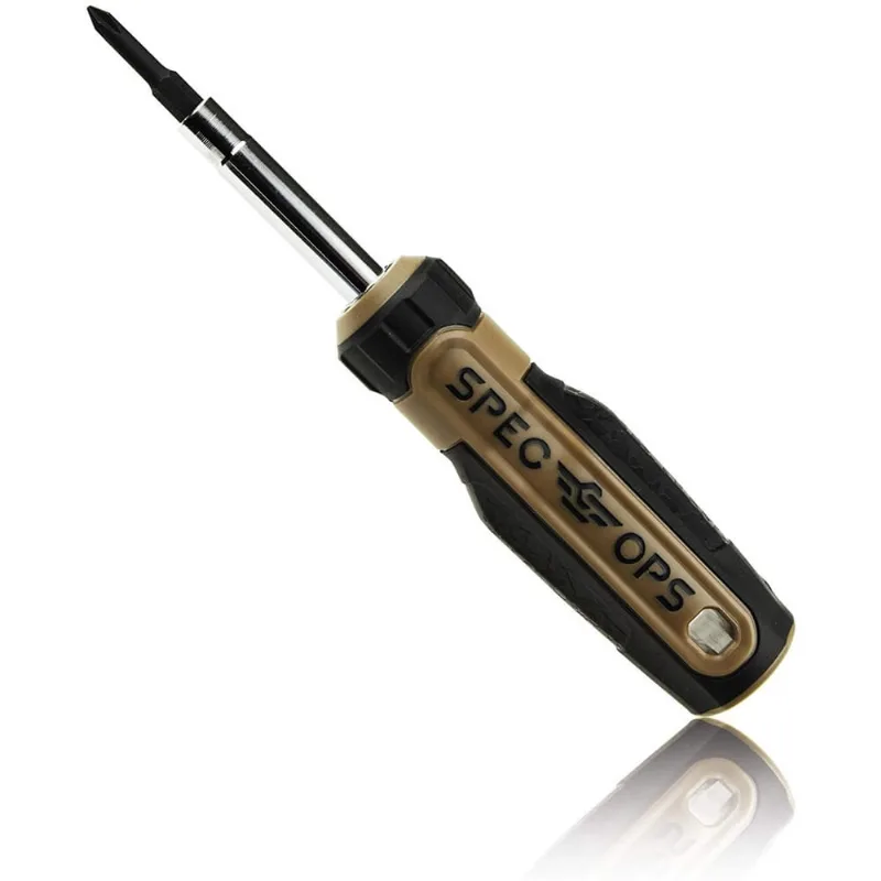Spec Ops Ferramentas Chave de Fenda Multi-Bit, 6-em-1, Bits Magnetizados de Dupla-Sided, Eixo de Aço Cr-Mo, 3% Doado para Veteranos