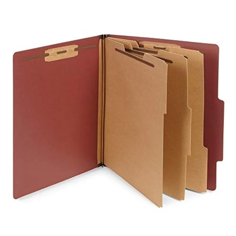 Blue Summit Fornece 10 Pastas de Classificação Vermelhas, 3 Divisórias, Tamanho da Carta com Expansões Tyvek de 2 Polegadas, Pasta de Classificação Vermelha de Tijolo de 8 Seções, Pacote 10