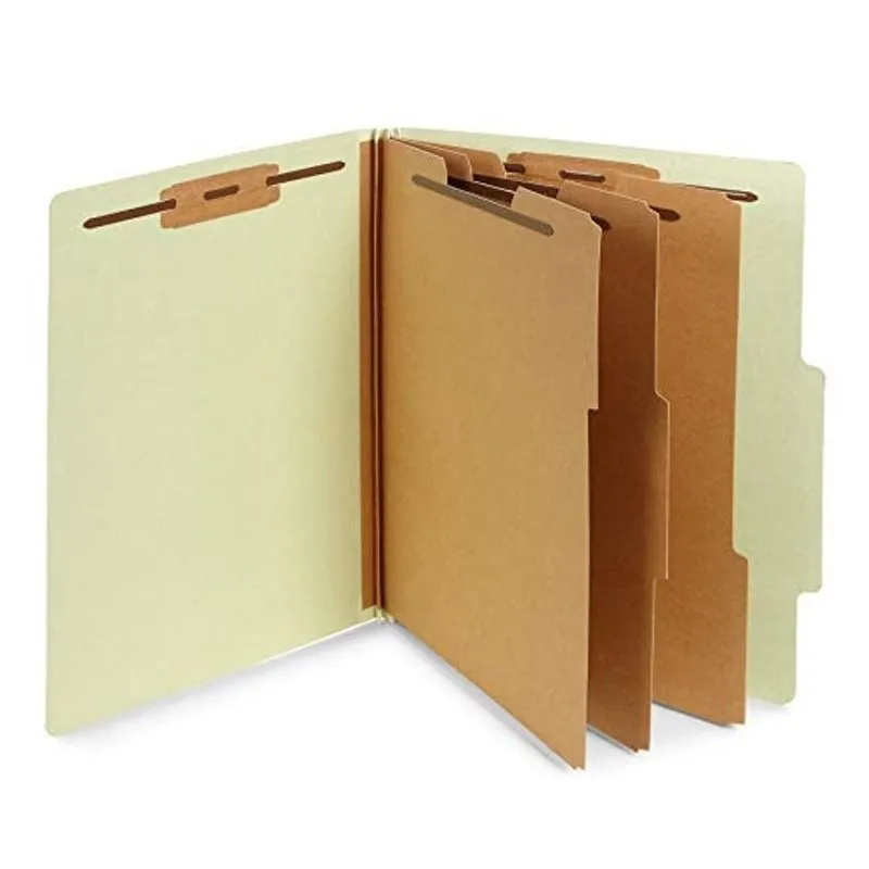 Blue Summit Fornece Pastas de Classificação Verde/Cinza, Tamanho da Letra, 3 Divisores, com Expansões Tyvek de 2 Polegadas, Pastas de Classificação, 10 Pack