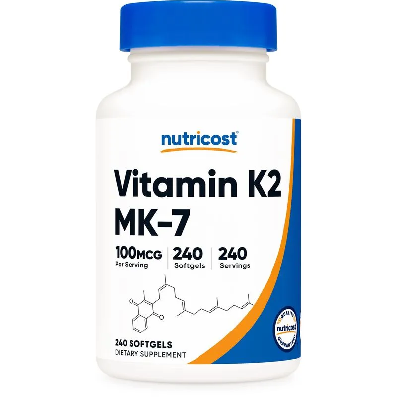 Nutricost Vitamina K2 Mk-7 100 Mcg, 240 Softgels - Sem Glúten E Não-ogmo Mk7
