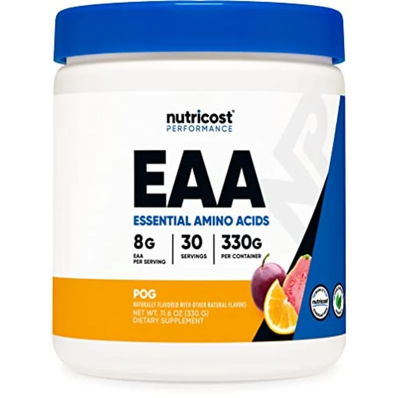 Nutricost Eaa Pó 30 Porções - Maracujá, Laranja E Goiaba (pog) - Aminoácidos Essenciais - Não Ogm, Sem Glúten, Vegetariano Friendly
