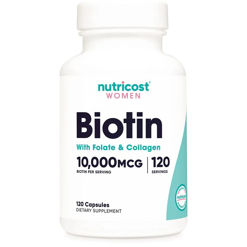 Suplemento Nutricost Biotina 10.000 Mcg Para Mulheres 120 Cápsulas