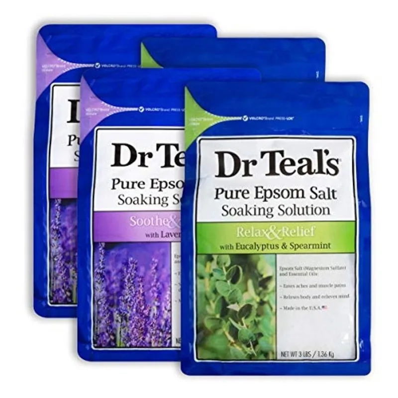 Dr. Teal's Epsom Salt 12 lb Bath Time Value Pack - 6 lb Lavanda, 6 lb de hortelã de eucalipto - Sais de imersão Epsom na hora do banho