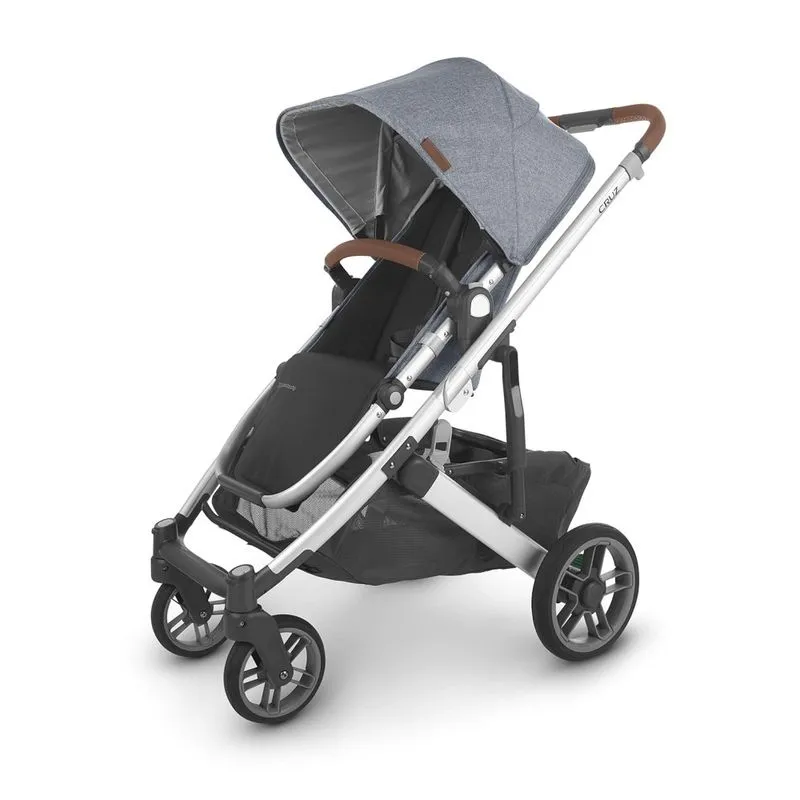 Carrinho De Bebê Completo Com Proteção Contra Insetos E Chuva, Uppababy Cruz V2, Azul E Marrom