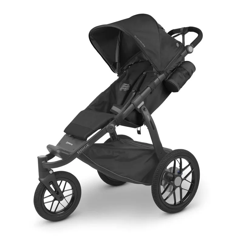 Carrinho De Bebê Com Pneus Antifuro Ideal Para Corridas, Suporte Para Garrafa E Freio De Mão, Uppababy Ridge, Preto
