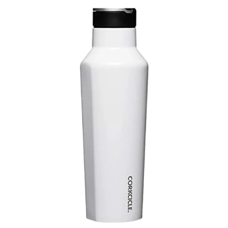 Coleção de Esportes da Cantina corkcicle - Garrafa de água & Termos - Aço inoxidável triplo isolado à prova de quebra, 20 oz, branco brilhante