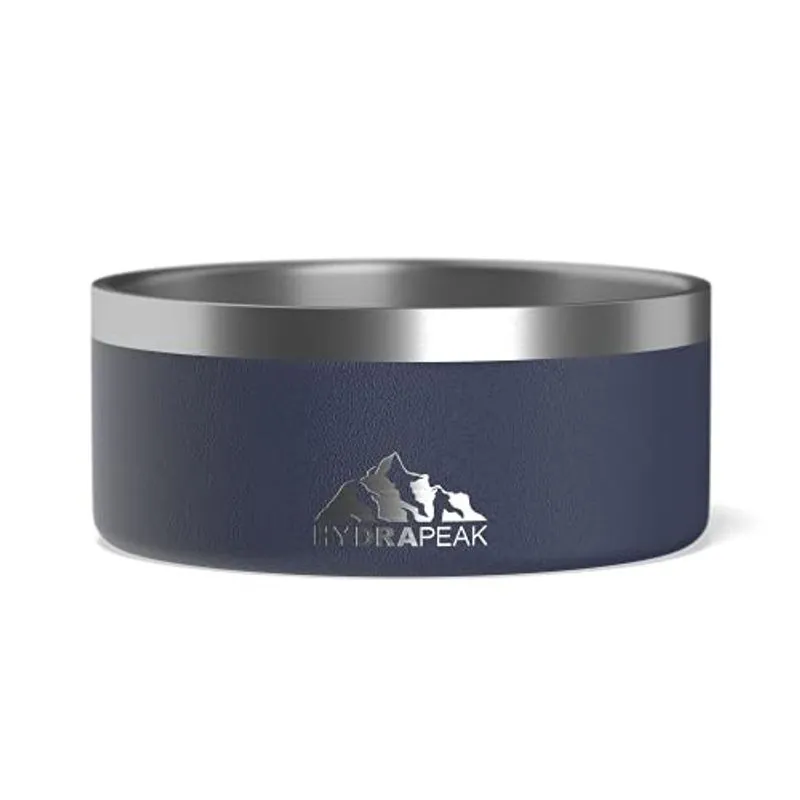 Tigela para cães Hydrapeak - Tigelas antiderrapantes de aço inoxidável para cães para água ou comida (4 xícaras, azul-marinho)