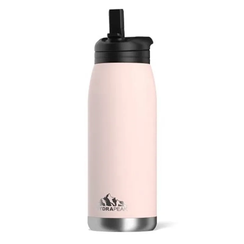 Hidrapeak Flow 32oz Garrafa de água isolada com tampa de palha Garrafas de água de aço inoxidável isolado de vácuo de parede dupla, sem bpa e à prova de vazamento, frasco de boca larga com palha de mo