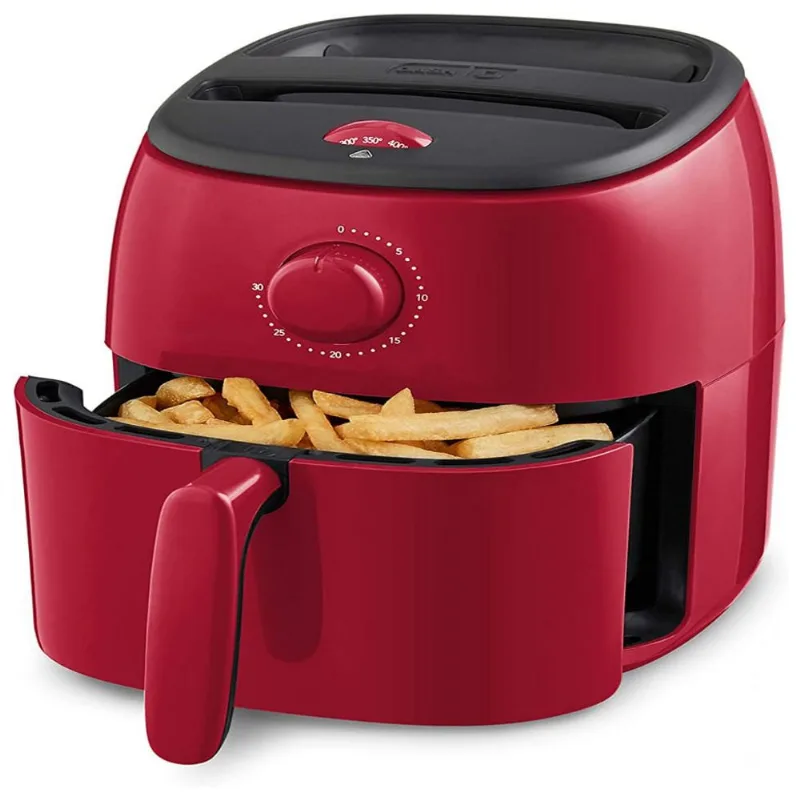 Fritadeira Elétrica AirFryer DASH 2.6L com Frigideira Antiaderente e Desligamento Automático, 110V 1000W, Vermelha