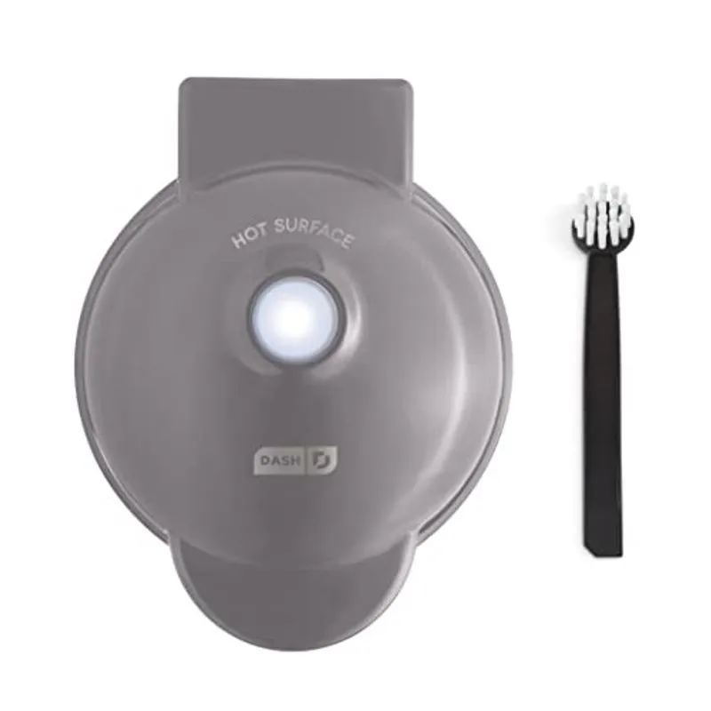 Mini fabricante dash Deluxe para waffles individuais, batatas fritas, chaffles Keto com escova e cordão incluídos e superfícies antiaderentes fáceis de limpar, 10 cm, cinza tempestade