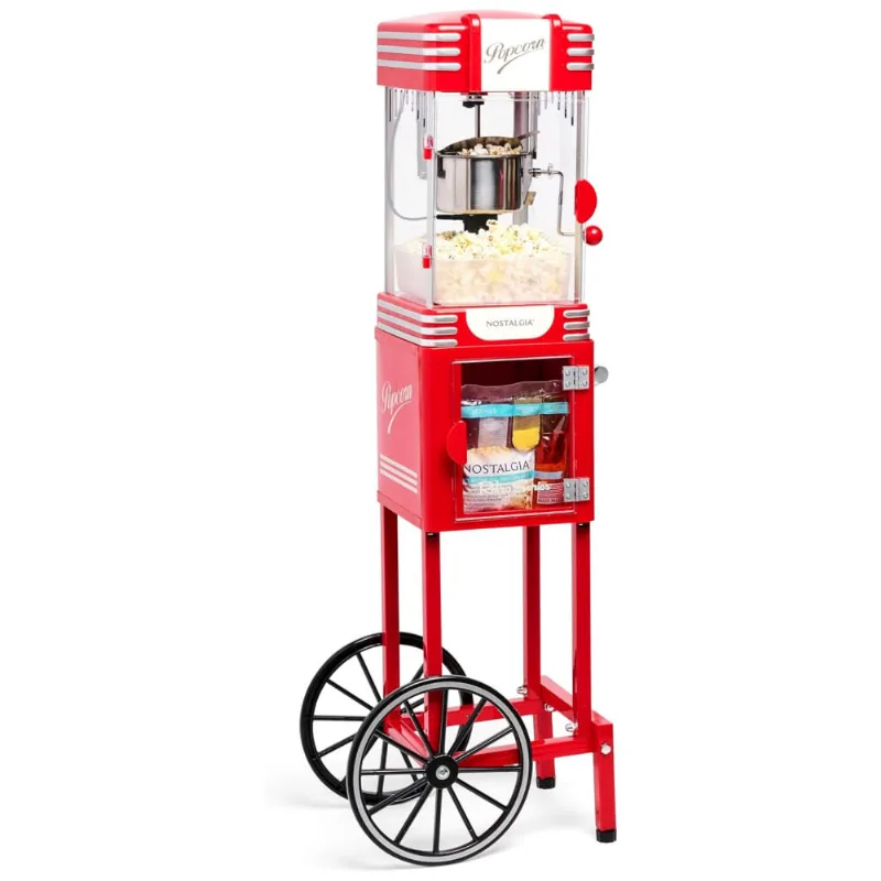 Carrinho de Pipoca Retro com Panela de 73ml de capacidade, produz até 10 xícaras, 110V, Nostalgia, Vermelho