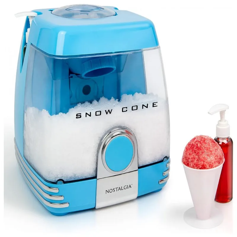 Maquina De Raspadinha Eletrica Retro Para Uso Domestico Com Cone E Xarope, 110v, Nostalgia , Azul