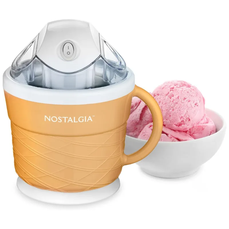 Máquina De Sorvete 1,4l Que Faz Iogurte Congelado Ou Gelato Em Minutos, 110v, Nostalgia, Laranja