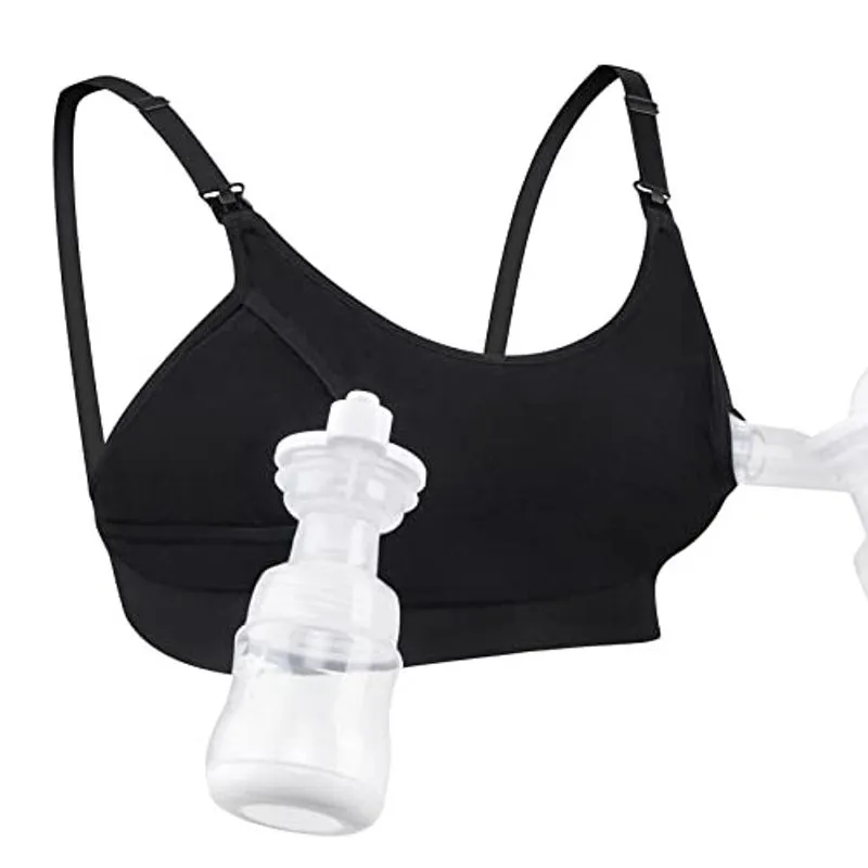 Momcozy Hands Free Pumping Bra, Breast-Pumps ajustável Holding and Nursing Bra, Adequado para Bombas de Amamentação por Lansinoh, Philips Avent, Spectra, Evenflo e Mais Preto