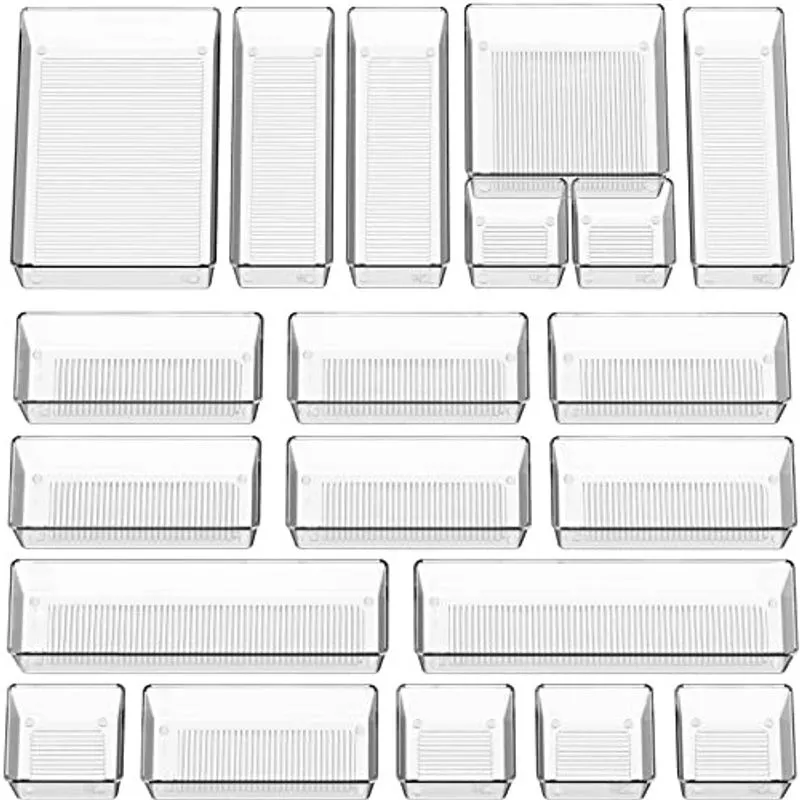 SimpleHouseware 20-Pack Clear Plastic Drawer Organizers (6S, 7M, 5L, 1 xl, 1XXL)