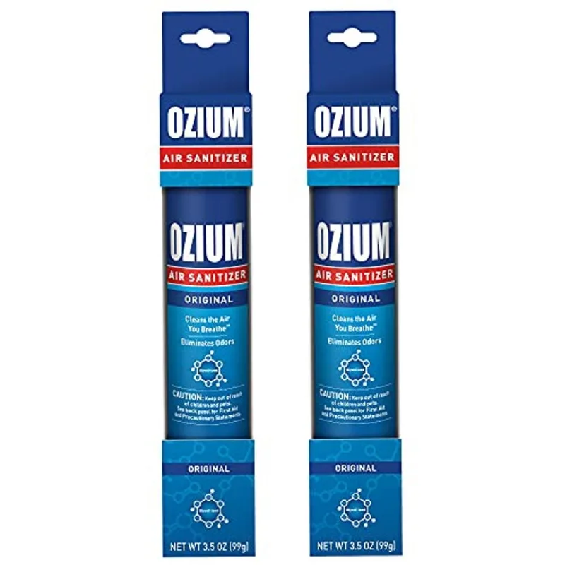 Desinf. De Ar Ozium 3.5 Oz. &amp; Elim. De Odores P/ Casa, Car, Escr. E +, Fragrância Original, Pac. De 2, Claro