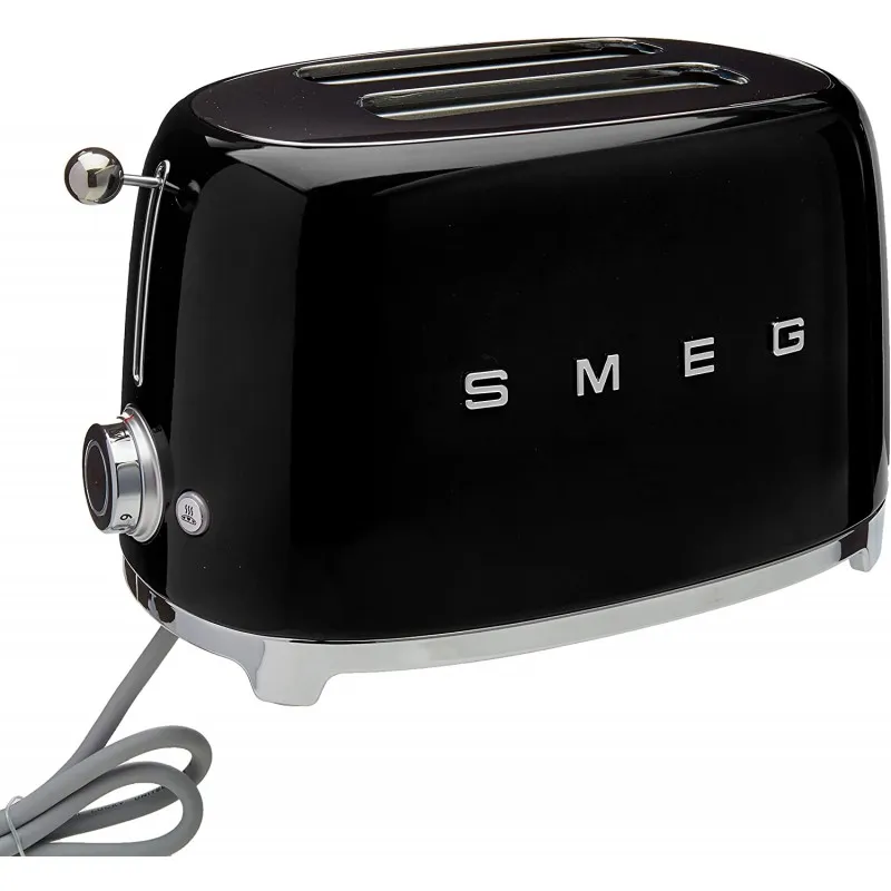 Torradeira Elétrica Smeg, 2 Fatias, 6 Níveis Sombra, Aço Inoxidável, Preto 110V