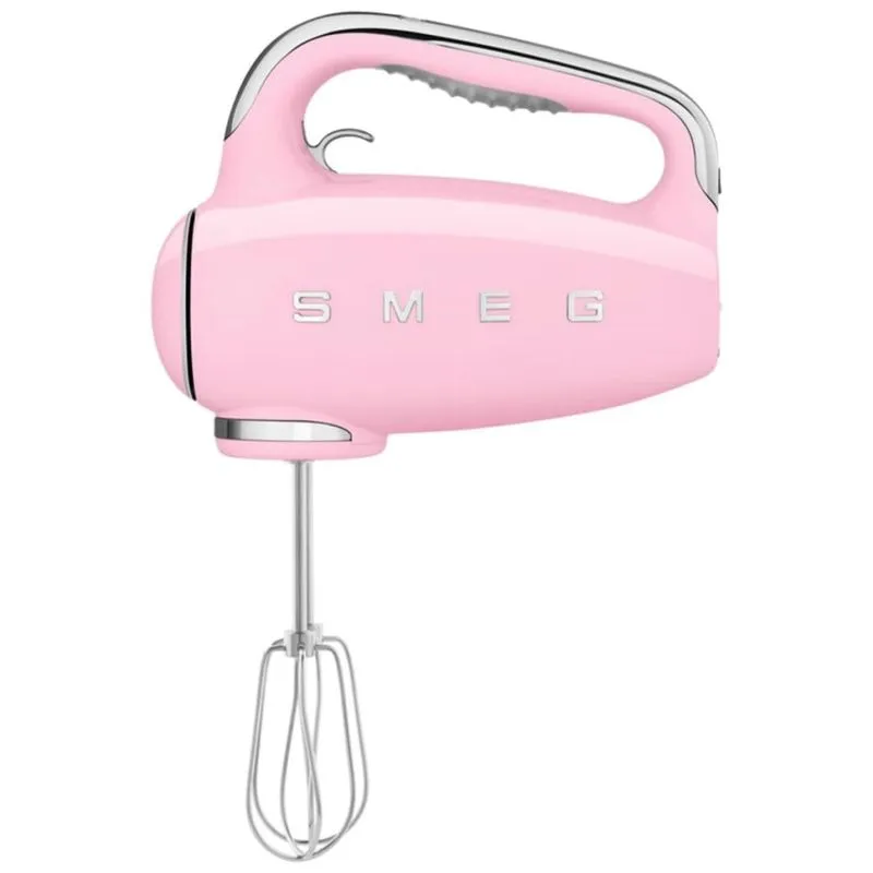 Batedeira De Mão Com 9 Velocidades E Acessórios De Aço Inox, 220w, 110v, Smeg Hmf01, Rosa