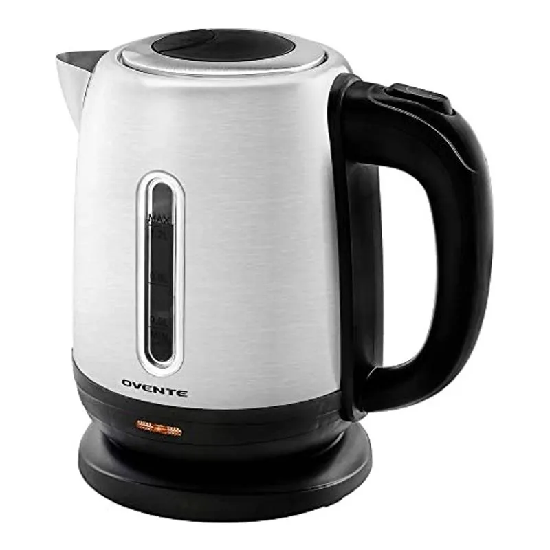 Forno Chaleira Elétrica Aço Inoxidável 1.2 Litro Portátil Instant Hot Water Boiler Heater 1100W Power Fast Boiling com Corpo Sem Fio e Desligamento Automático para Café Chocolate ao Leite Prata KS22S