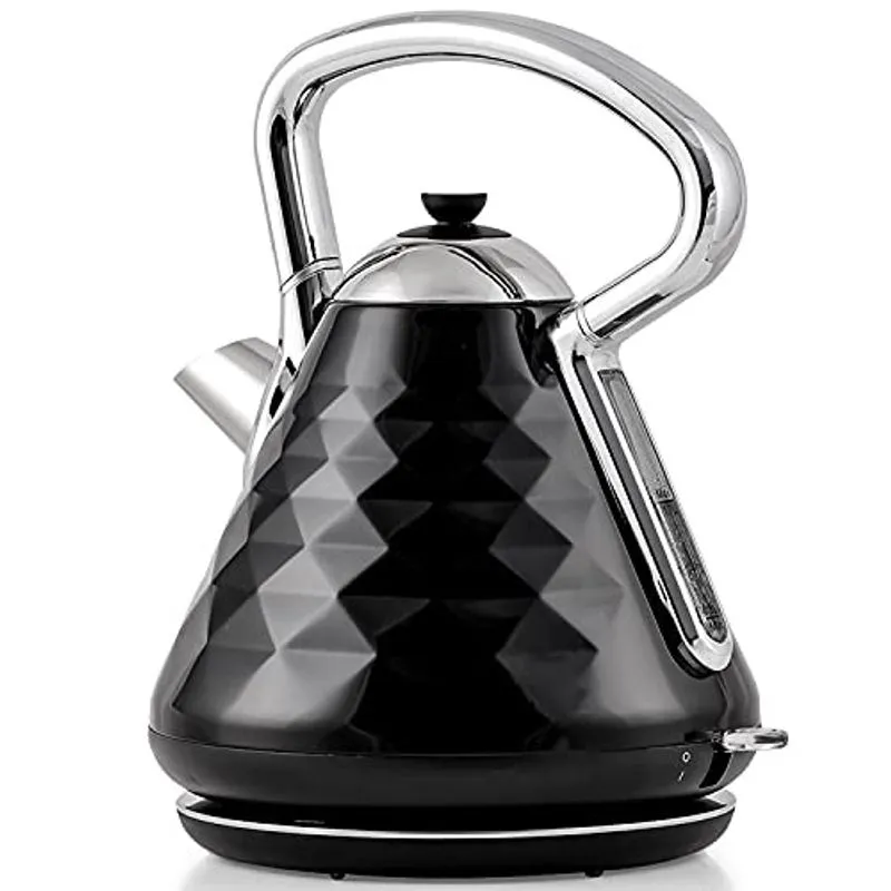 Forno Chaleira Elétrica Caldeira de Água Quente Aço Inoxidável 1.7 L Shut-Off Automático 1500W Cleo Collection Cool Touch Handle Portable Brew Coffee Maker Tea Heater w / Ferver Proteção Seca, Preto K