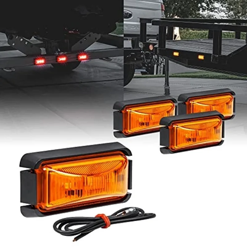 4pc 2.5 Amber LED Trailer Marker Light w/Black Bezel dot fmvss 108 sae P2PC Surface Mount Impermeável IP67 Luzes de marcador lateral para caminhão de reboque