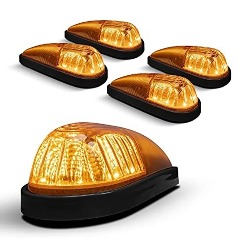 Amber LED Teardrop Cab Marker Lights Kit Base Preta dot fmvss 108 sae P2PC Universal Fit Teardrop Cab Lights para Caminhão rv Van Ford F250 F350 Dodge Chevrolet Silverado Ram