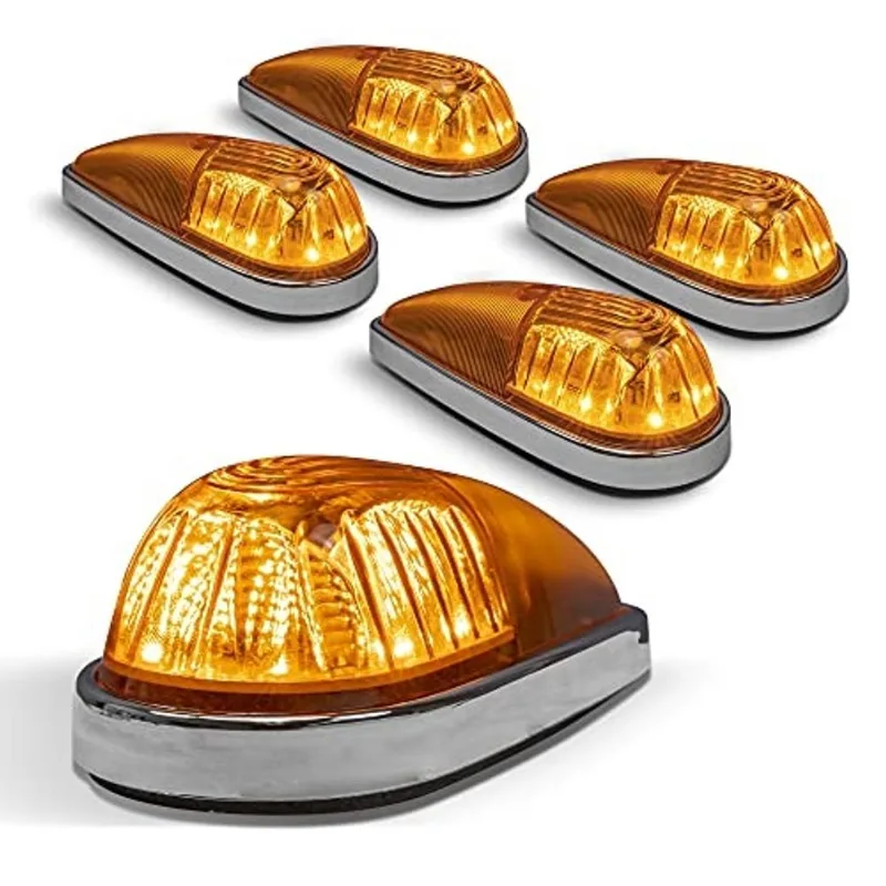 Amber LED Teardrop Cab Marker Lights Kit Base Cromada dot fmvss 108 sae P2PC Universal Fit Teardrop Cab Lights para Caminhão rv Van Ford F250 F350 Dodge Chevrolet Silverado Ram