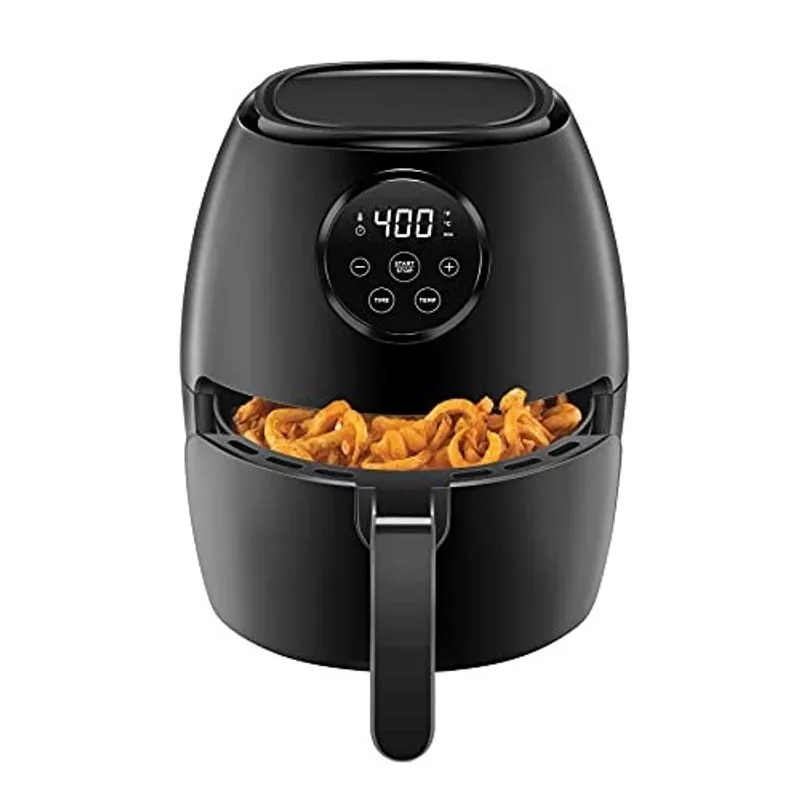 Fritadeira de ar pequena chefman para cozinhar saudável, 3,6 Qt, fácil de usar, antiaderente, tela de toque digital, cesto seguro para máquina de lavar louça, com temporizador de 60 minutos e desligam