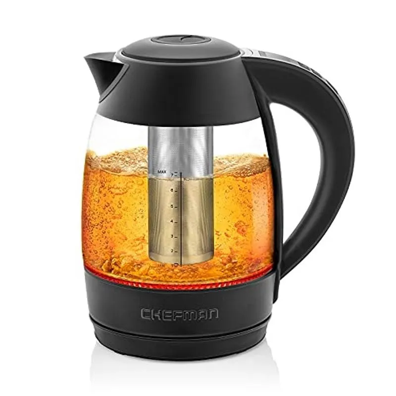 Chaleira elétrica digital Chefman com tecnologia de fervura rápida de 3 minutos, temporizador íngreme personalizado e predefinições de temperatura, infusor de chá bônus, prova de ferrugem e descoloraç