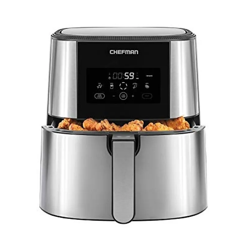 Fritadeira de ar Chefman TurboTouch, a maneira mais compacta e saudável de cozinhar sem óleo, controles digitais de um toque e lembrete de agitação para o acabamento crocante e de baixa caloria perfei