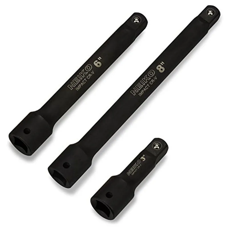 Neiko 00237a 1/2 Drive Impact Extension Bar Set, Cr-v Steel | Conjunto De 3 Peças | 3, 6, 8