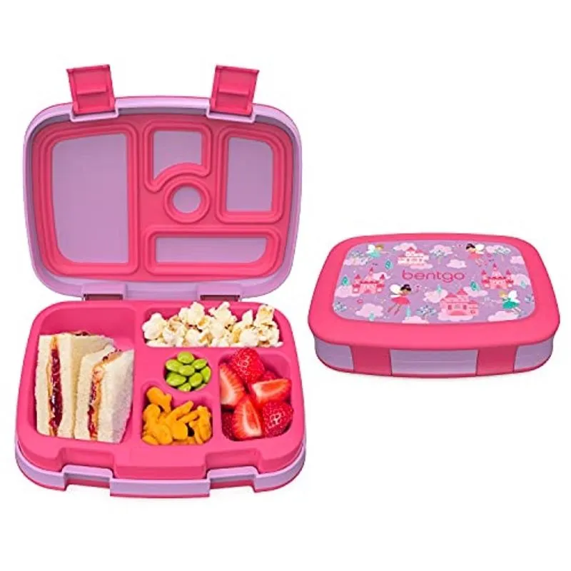 Marmita Infantil à Prova de Vazamentos, 5 Compartimentos Estilo Bento - Fadas - Sem bpa, Lavável