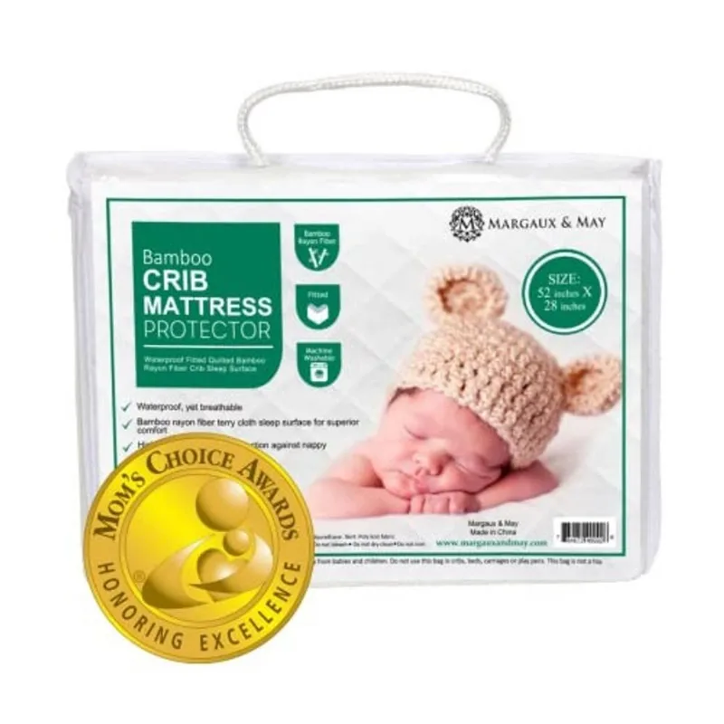 Protetor de colchão crib impermeável (vencedor do Prêmio Mom's Choice) - por Margaux & May - Noiseless - Dryer Friendly - Deluxe Bamboo Rayon - Fitted, Quilted - Stain Protection Baby & Toddler Cover