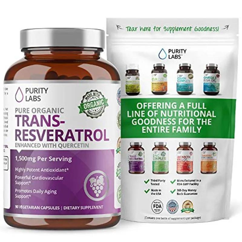 Trans-resveratrol Orgânico Aprimorado Com Quercetin - 1.500mg Maior Potência Disponível Em Cápsula Vegetal - Suporte Poderoso Para Siste
