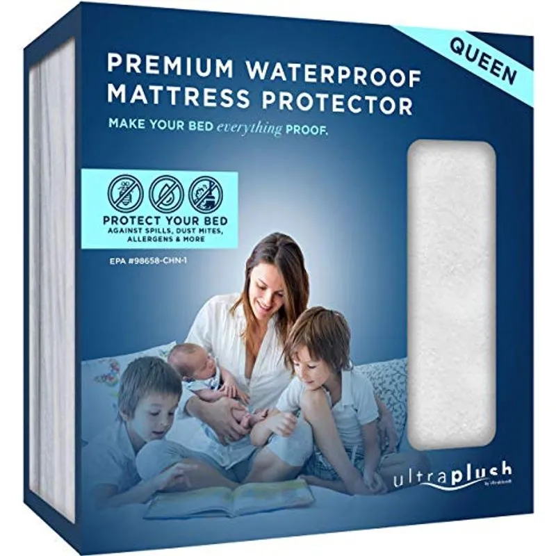 Ultrablock Ultra Plush Premium Protetor De Colchão À Prova De Água (queen) – Ultra Macio, Respirável, Vinil Livre, Capa De Colchão Si