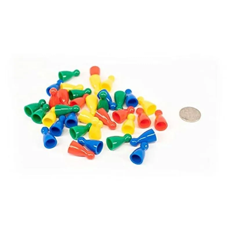 Peões de plástico: Conjunto de 36 peças de jogo de tabuleiro de cor vermelha, amarela, verde e azul (Xadrez e Substituição Desculpe Halma Pawn Markers, Materiais de sala de aula escolares coloridos, A