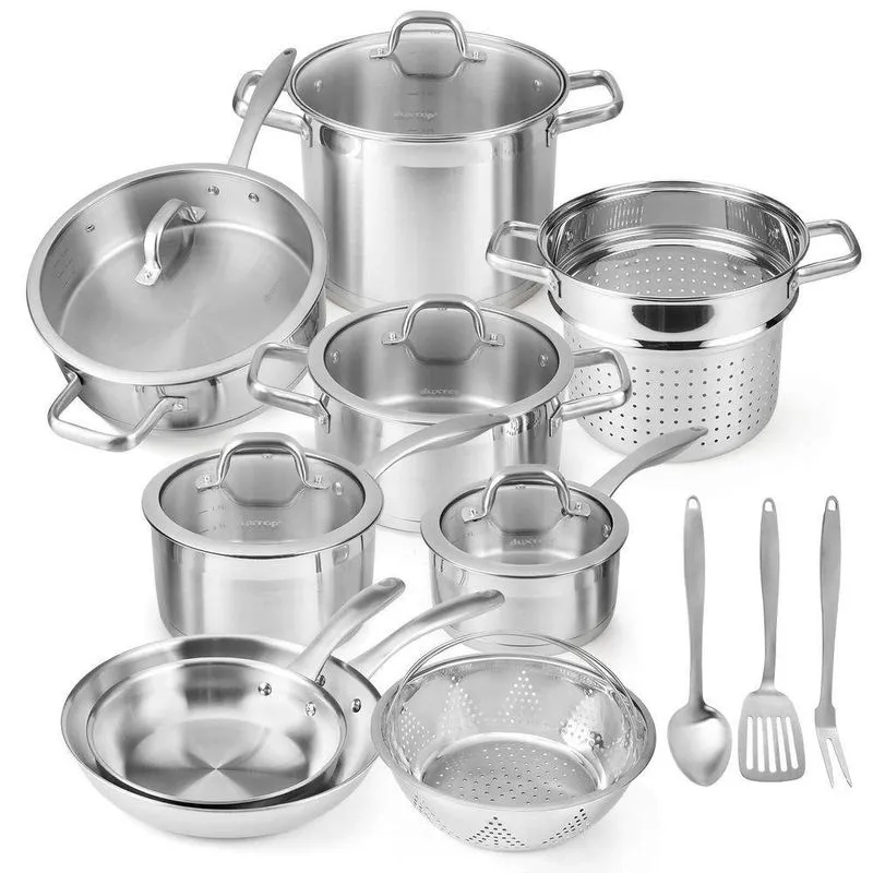 Duxtop Conjunto De Panelas De Aço Inox 17 Peças Com Tecnologia Impactada