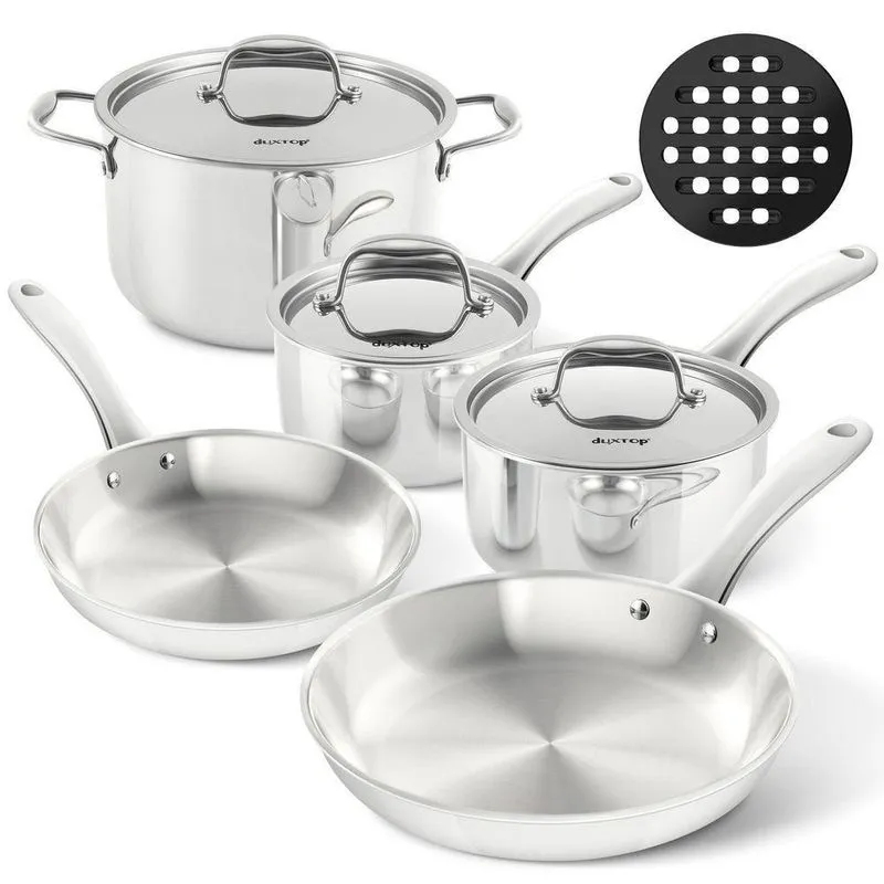 Duxtop Conjunto De Panelas Tri-ply Inox 9pc Para Indução (aço Inox)