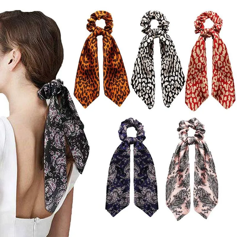 Conjunto De Xuxinhas De Cabelo Dinprey Estampa De Leopardo Em Seda Acetinada X5