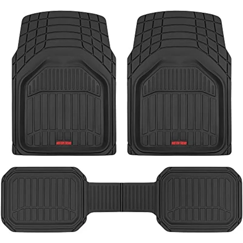 Motor Trend 943-BK FlexTough Defender Tapetes de piso de carro -Próxima geração Deep Dish Heavy Duty Contour Liners para Car suv Truck & Van-All Weather Protection, Guarnição para Caber a Maioria dos