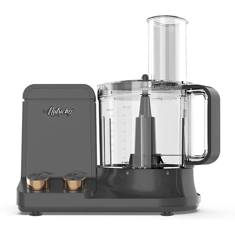 NutriChef NCFPG9 Processador de Alimentos, capacidade de 2L, ultras silencioso, c/ 6 lâminas de encaixe, 600W, 110V, cinza.
