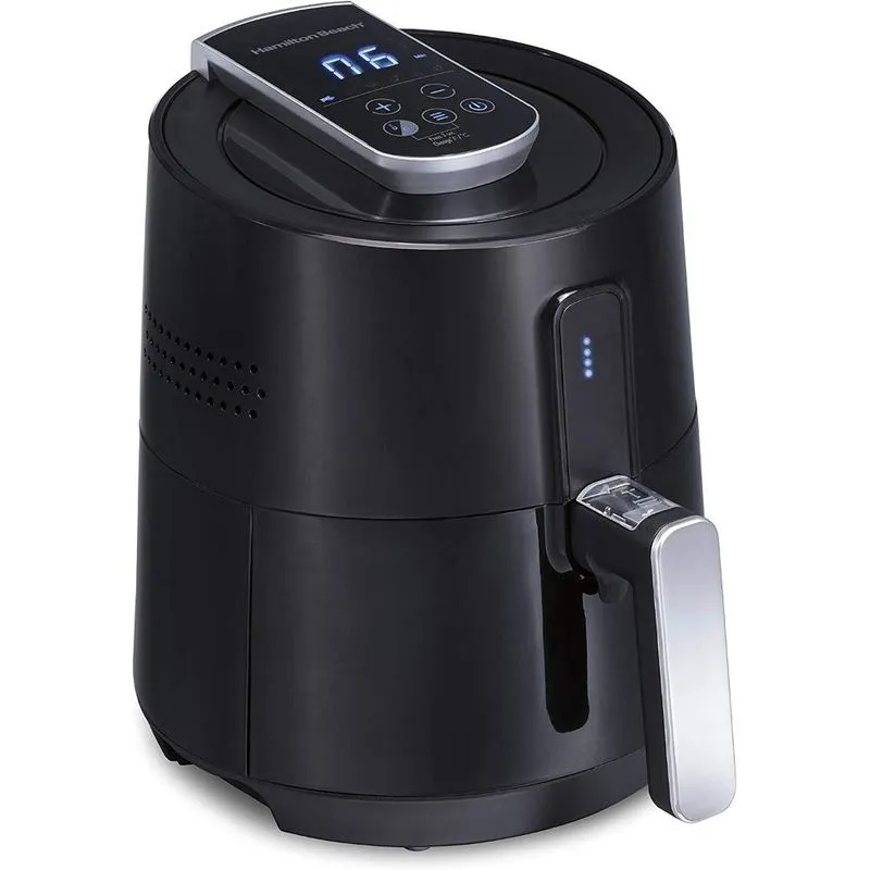 Hamilton Beachl Air Fryer Fritadeira Elétrica, sem óleo, 6 configurações, painel de controle digital, 1400W, 2,5L, preta.