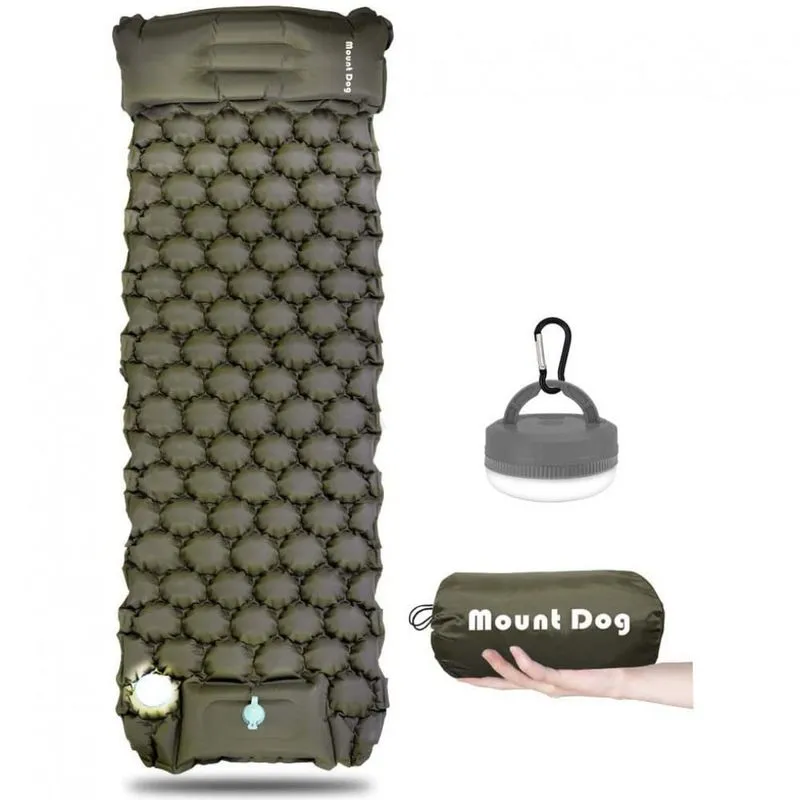 MOUNTDOG Colchão Inflável Solteiro ultraleve pcomamping com lanternamosqueteiro à prova dágua bomba de ar embutida manual
