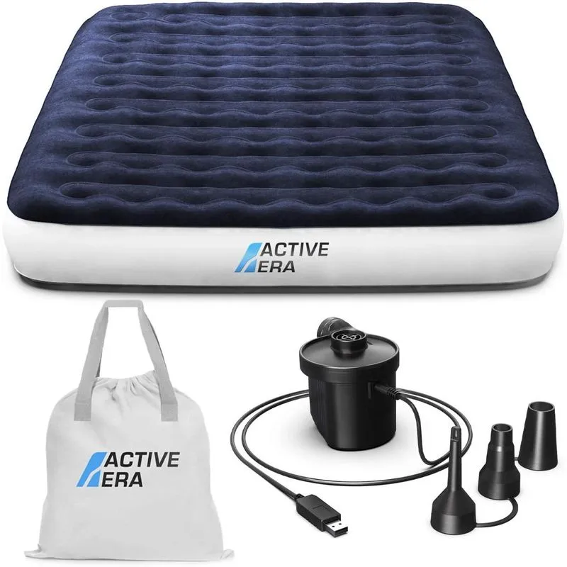 Active Era Colchão Inflável Casal Queen Com Bomba De Ar Recarregável Usb Bolsa De Viagem E Travesseiro Incluído