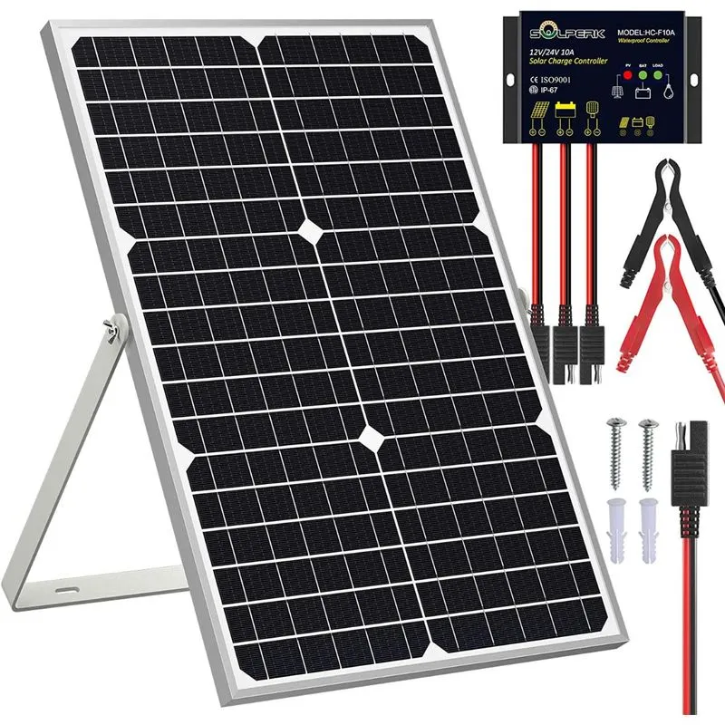 SOLPERK Kit Painel Solar c Carregador Monocristalino à prova dágua 30W 12V 1 painel