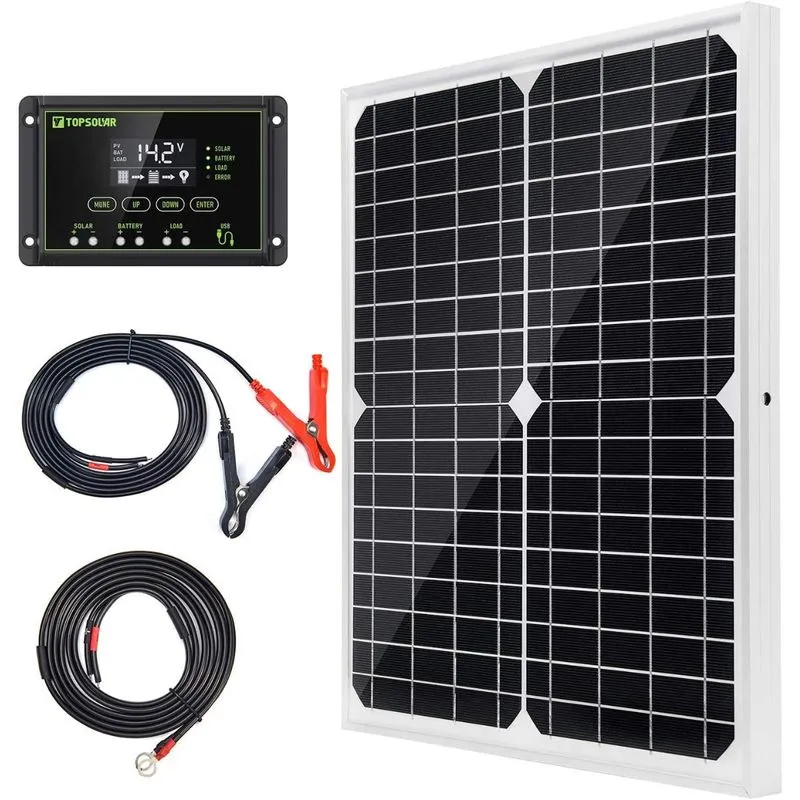 TPsolar Kit Painel Solar Monocristalino à prova dágua 20W 12V 1 painel