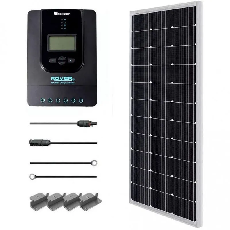 Renogy Kit Painel Solar Monocristalino c controlador de carga 100W 12V 1 painel